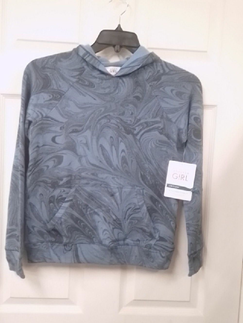 Athleta Girl In Your Element Hoodie 2.0 Blue Marble-Pattern Hooded Pullover. A6